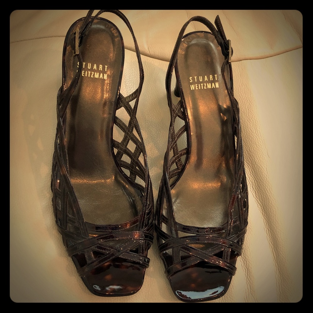 Stuart Weitzman Slingback Sandal, Tortoise patent